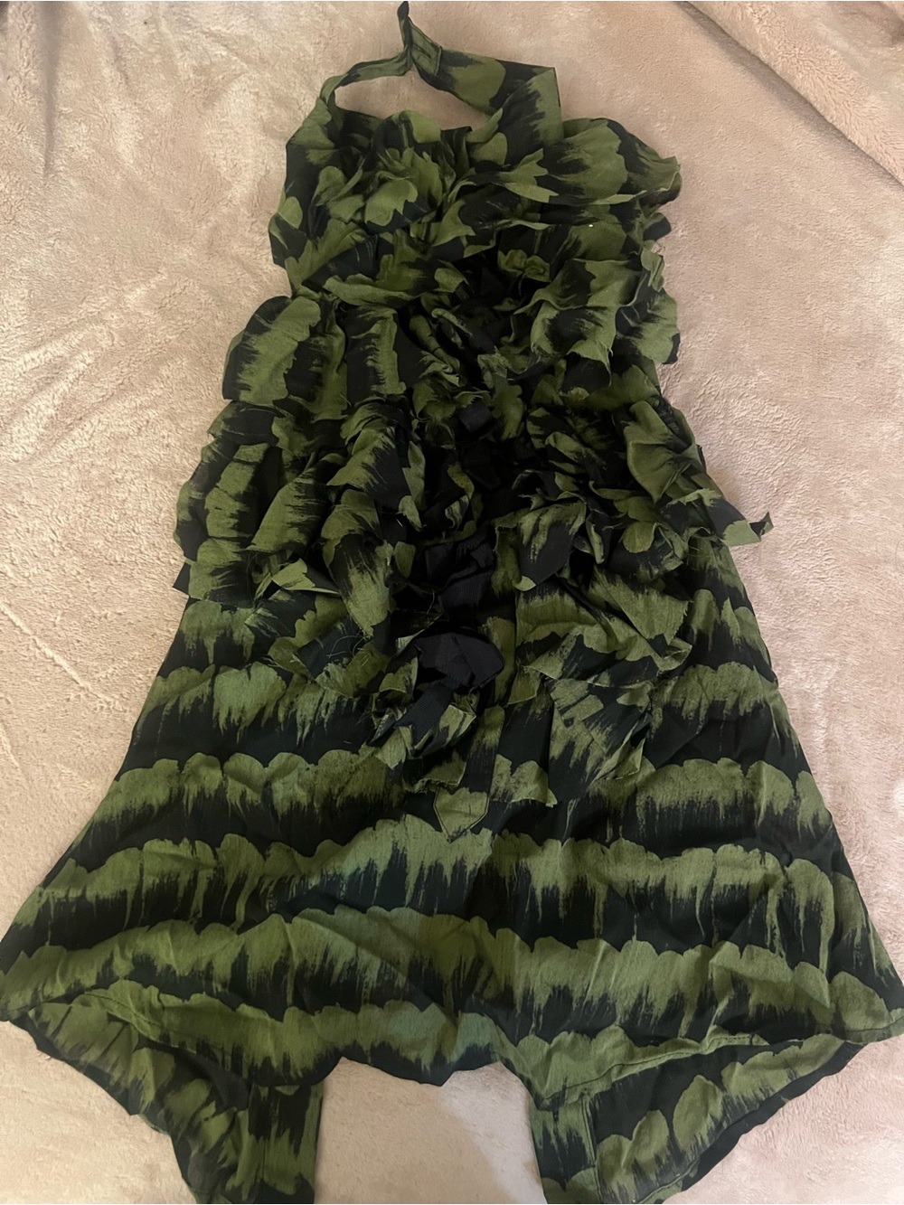 L.A.M.B by Gwen Stefani Green and Black Ruffled Halter Top